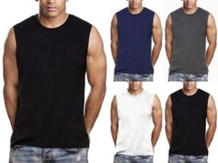 Mens Gym Muscle Tank Top Sleeveless T-Shirt Heavy 100% Cotton Workout fitness