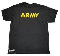 US Military Army Physical Fitness Uniform Short Sleeve Shirt Black Large EXC