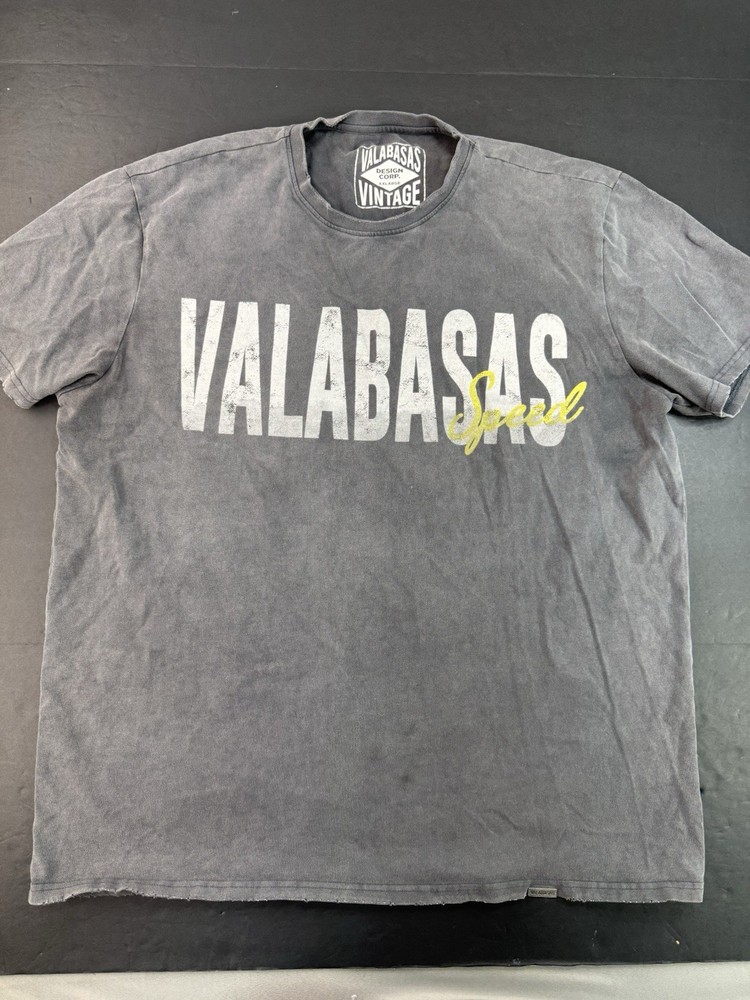 Valabasas Vintage T-Shirt Mens 2XL Gray Faded Look Shirt Always Push The Needle