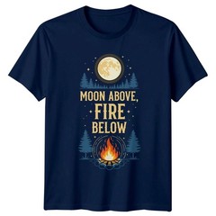Camping Shirt Moon Campfire Outdoor Adventure Nature Graphic Tee