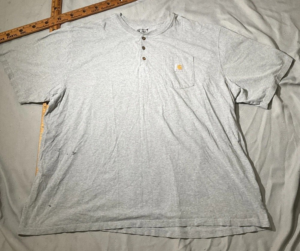 Carhartt Shirt Mens 4XL XXXXL Gray Loose Fit Henley Normcore Logo Tee Work Wear