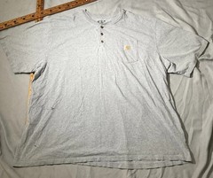 Carhartt Shirt Mens 4XL XXXXL Gray Loose Fit Henley Normcore Logo Tee Work Wear