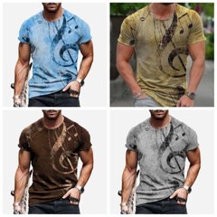 T-Shirt Men Musical Note Music Treble Clef Fashion Casual Streetwear Silky Soft