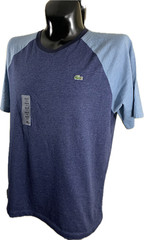Lacoste Shirt Mens Size 6 Large XL NWT Blue Colorblock Raglan Tee Cotton Peru