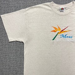 Vintage Fruit Of The Loom Maui Hawaii Embroidered Shirt XL Bird Of Paradise Tee