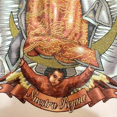 VIRGEN DE GUADALUPE T-SHIRT-size XL Pink. Glitter graphic print chest size 48