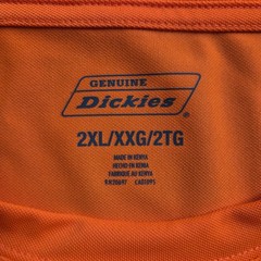 Genuine Dickies Men SIZE 2XL Short Sleeve Regular Fit Performance T Shirt Orange