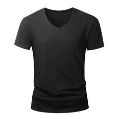 Men 100 % Cotton V Neck T Shirt Casual Summer Beach Gym Fitness Sports Tee Gift