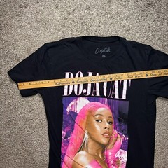 Doja Cat Large T-Shirt Black Short Sleeve Graphic Tee Pink Hair Band Tee