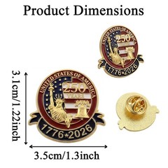 10 Pack 250th Anniversary USA Lapel Pins, 250 Anniversary America Merchandise…
