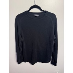 Eddie Bauer Mens Waffle Knit Thermal Long Sleeve Shirt Black Large Cotton Blend