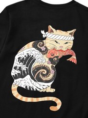 Niepce Cat koi Graphic Tee Japanese Streetwear Short Sleeves T-Shirt