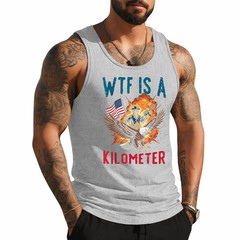 4th of July WTF is Kilometer Funny USA Patriotic Men Women Funny Tank Top