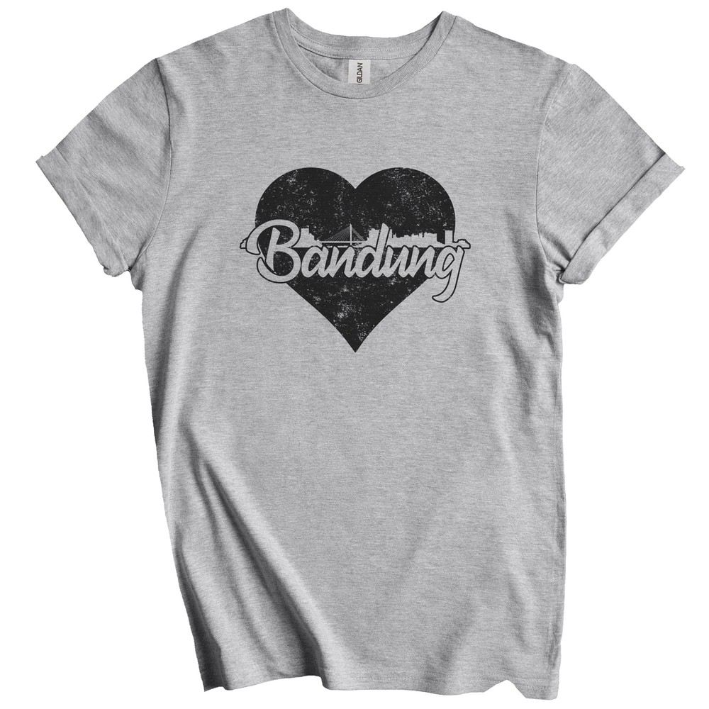Retro Bandung Indonesia Skyline Heart Distressed T-Shirt