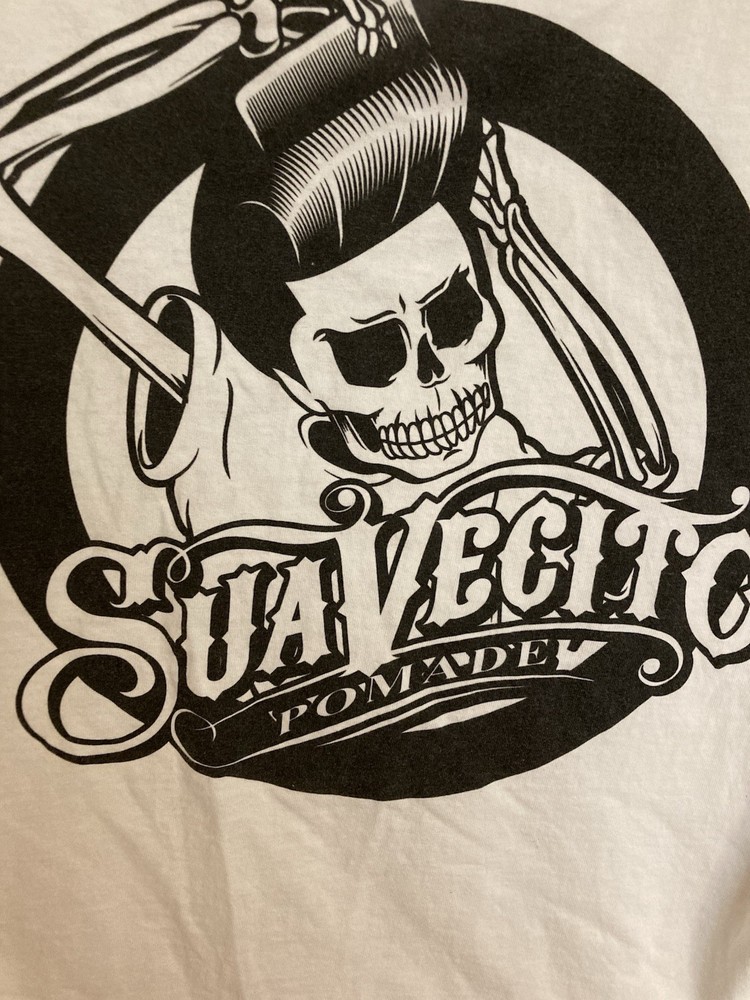 Suavecito Men’s White/Black Baseball Tee – Medium