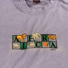 Dash Africa T-Shirt Mens Large Lavender Lilac Embroidered Safari Animal Vintage