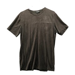 Zara Man Faux Suede T-Shirt Mens Large Brown Short Sleeve Crewneck Soft Stretch