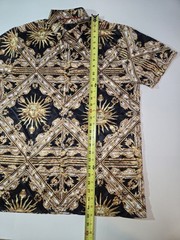 BAROQUE GOLD MEDUSA Mens L Shirt Y2K Button Up Italian Designer Geometric
