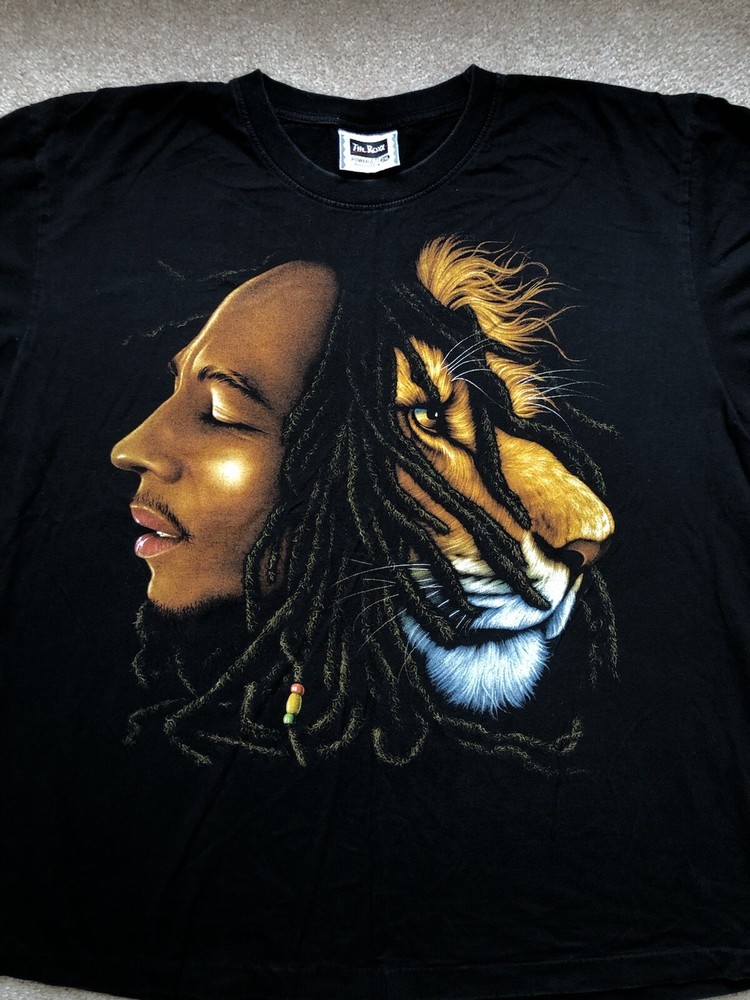Bob Marley Lion The Roxx Shirt Size XXL Single Stitch Bootleg Reggae Rasta