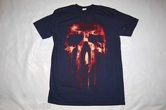 Mens S/S Tee Shirt NAVY BLUE Red Flame Skull SIZE M 38-40