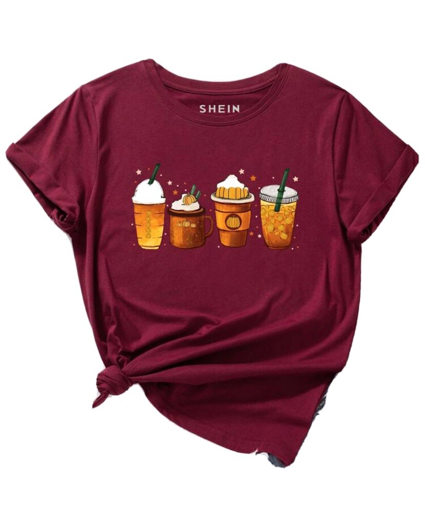 medium fall harvest coffee latte drink tee shirt