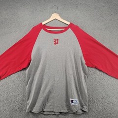 Champion shirt Men’s XL Sports Baseball Shirt Gray and Red 3/4 sleeve Raglan