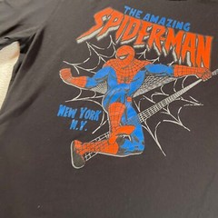 Spyder Man Shirt Mens Large Black Marvel Crew Neck Casual Super Hero Graphic Tee