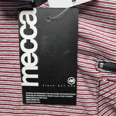 Mecca USA Shirt Mens XL Red Striped V-Neck Chest Pocket Zipper Tee Cotton Jersey