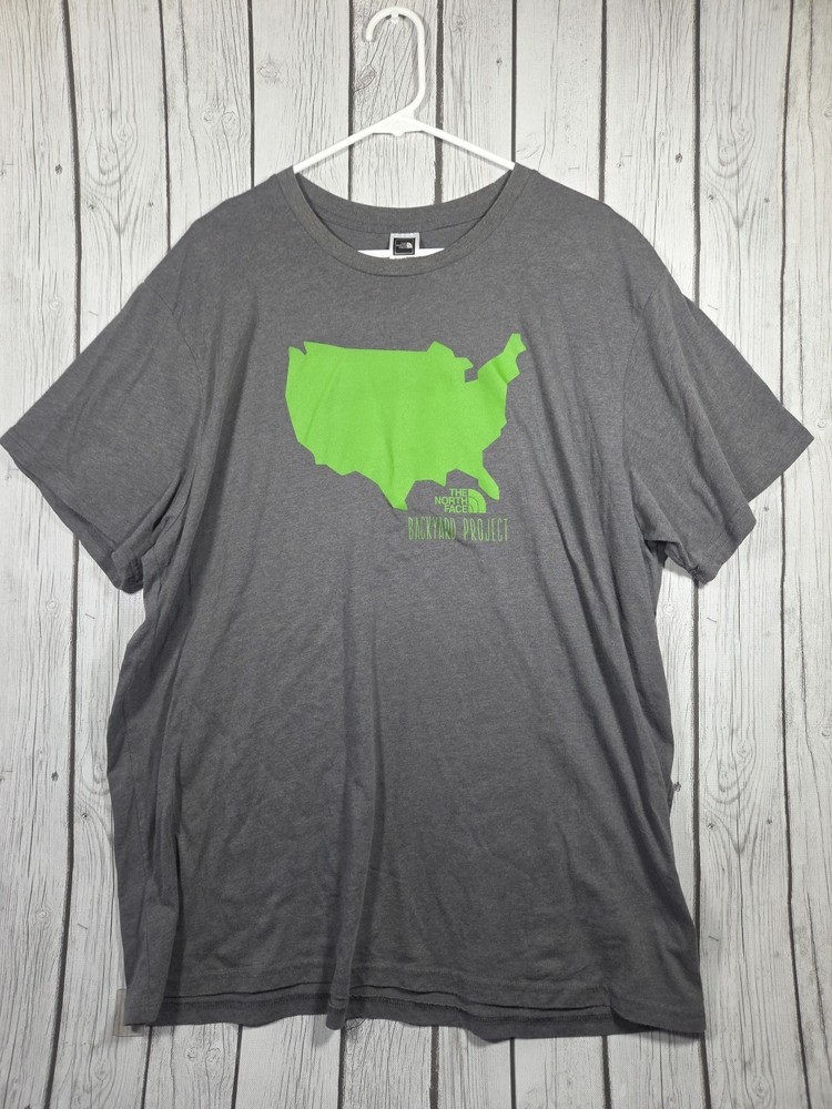 The North Face T Shirt Men XXL Grey Green Backyard Project USA