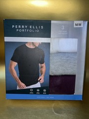 Perry Ellis Portfolio Mens 3-Pack T-Shirts Crew Neck Cotton Blend (A) MEDIUM ✈️