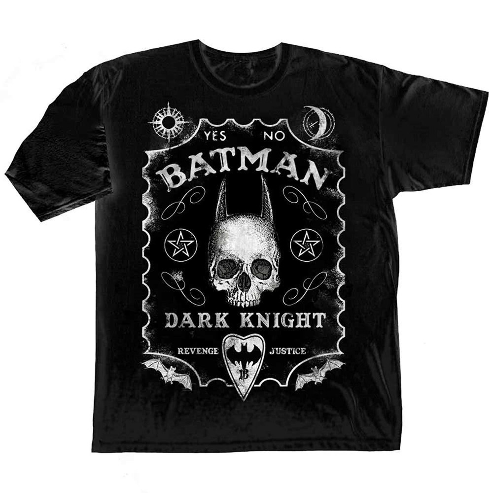 Adult Black DC Comics Superhero Dark Knight Batman Ouija Board Game T-Shirt Tee
