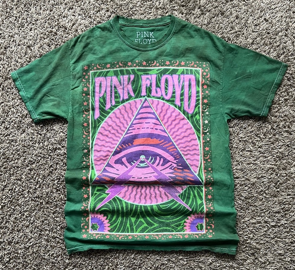 Pink Floyd Vintage Green And Pink Tie Dye Distressed Fashion T Shirt