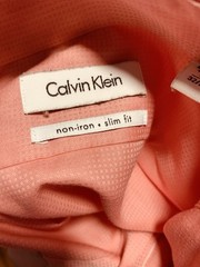Calvin Klein Infinite NonIron Slim Fit Stretch Collar Men Shirt 16 32/33 Pink