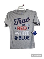 NWT AMERICA TRUE TO THE RED WHITE & BLUE MENS GRAY T-SHIRT SIZE S (34-36)
