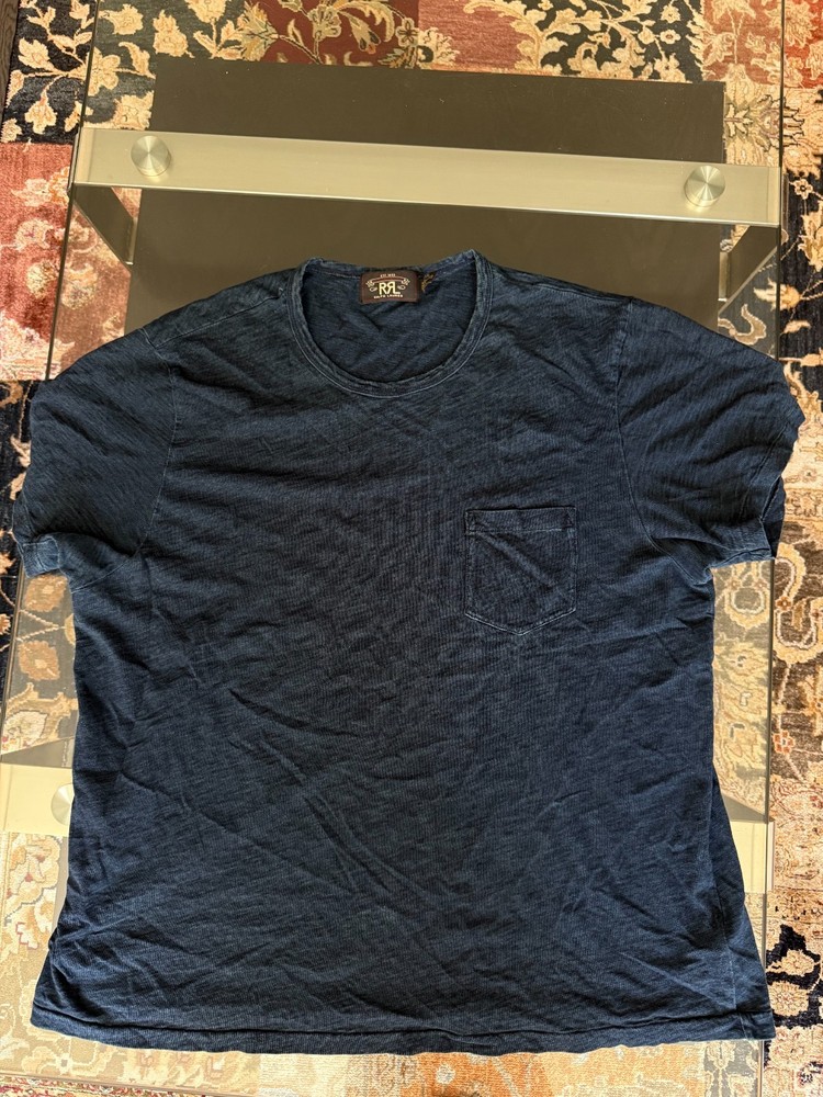 Ralph Lauren RRL Blue Indigo Jersey Pocket 2XL T-Shirt