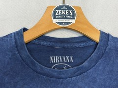 Nirvana Angel Wings Graphic T Shirt Mens Medium Blue Mineral Wash Band Tee
