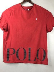 Polo Mens Graphic T-Shirt Red Big Logo Sz XXL Casual Pullover W/Stains See Pics