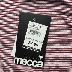 Mecca USA Shirt Mens XL Red Striped V-Neck Chest Pocket Zipper Tee Cotton Jersey
