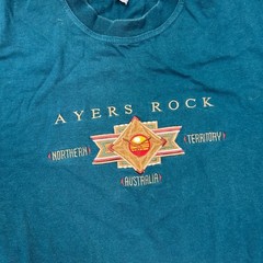 Vintage Australia T-Shirt Ayers Rock Northern Territory Graphic Teal Mens Large