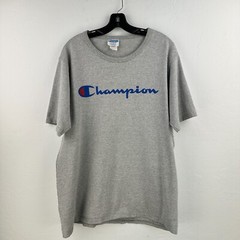 Vintage Champion TShirt Mens XL Gray Blue Basic Logo Streetwear Y2K Gorpcore
