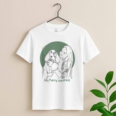 Pet Portrait Line Art Dog Cat Gift Unisex Crewneck T-shirt S-5XL