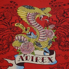 Vintage Avirex Snake and Tiger Embellished T-Shirt Red Graphic Tee Y2K – 3XL