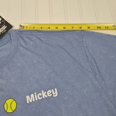 ​Disney Mickey Mouse Tennis T Shirt Size L Blue Acid Wash Double Sided Graphics