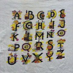 Vintage 80s Imported Licor 43 Alphabet Liquor Promo Art Shirt Size XL
