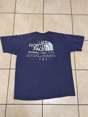 The North Face Men’s Blue Knit Double-Sided Graphic Logo Crew Neck T-Shirt L