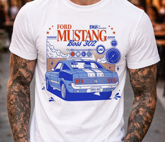 Ford Mustang Boss 302 1968 Retro Vintage Style Car and Racing Fan Graphic