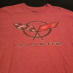 Corvette T-Shirt Mens Large Red GM Chevrolet Official License Race Flag Retro