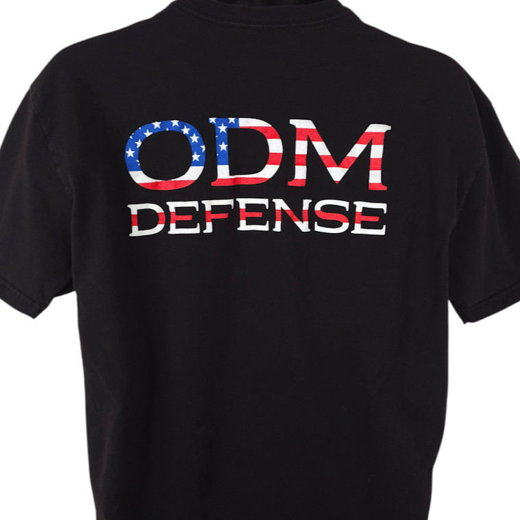 ODM Defense T Shirt Mens Size Large Black 2nd Amendment American Flag