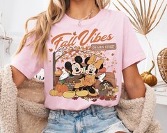 Disney Mickey And Minnie Fall Vibes on Main Street Unisex Adult Kid Tee 660764