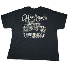 Biker Gear Gildan Work Sucks Lets Ride Motorcycles Skeleton 2XL T Shirt